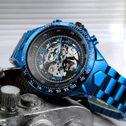 Abyss Skeleton Chronograph – Blue Steel Edition